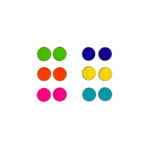 Set of six pairs colorful round enamel stud earrings in minimalist and vibrant design
