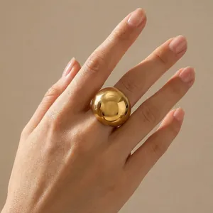 304 Stainless Steel 14k Gold Plated Casual Minimalist Plating Solid Color Rings
