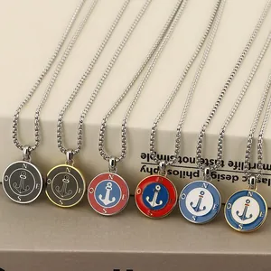 Roestvrijstalen nautische kompas anker ketting in meerdere kleuren voor heren en koppels.