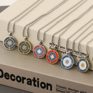 Streetstyle roestvrijstalen kompas hanger ketting voor heren en dames, SKU-varianten
