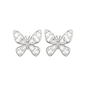 Exquisite hollow butterfly ear clips with shimmering crystal inlay for a stylish look