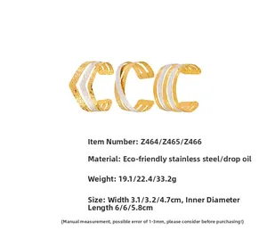 Detailed size and weight specs for multi-layer 18k gold-plated stainless steel bangles