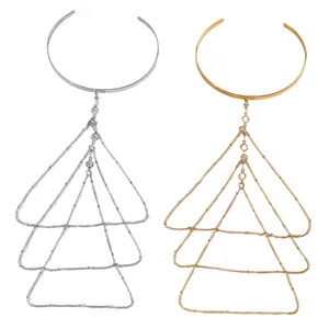 Elegante vintage meerlaagse kwastarmmanchetten in goud en zilver met kristalaccenten