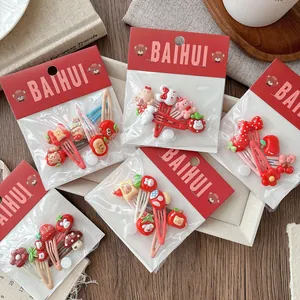 Simpatici Fermagli per Capelli BB a Forma di Frutta e Animali per Bambine Mela Rossa Fragola Coniglio Orso Accessori per Capelli