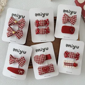 Kinderen Zoete Rode Gingham Strik Haarclips Geruit Hart Snoep Vormige Haarspelden Feestelijke Haaraccessoires Meisjes Sieraden