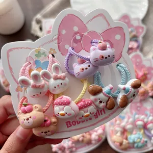 Lot d'élastiques à cheveux mignons pour filles avec figurines d'animaux en 3D