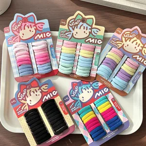 Kids High Elasticity Seamless Hair Ties Assorted Colorful Polyester Towel Rings Hair Elastics For Toddlers Girls Hair Accessories