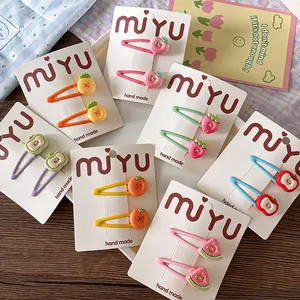 Cartoon Fruit Hair Clips Cute Resin Strawberry Apple Pineapple BB Clips Sweet Girl Hairpins For Kids Accessories