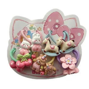 Lot de chouchous mignons pour filles avec motifs lapins cerises et ours en résine