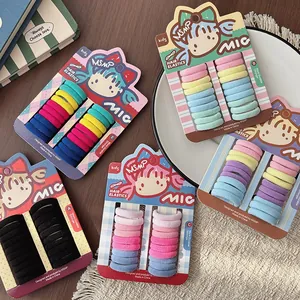 Kids seamless candy-colored elastic hair ties set in assorted vibrant colors and pastel tones