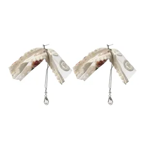 Elegant lace flower earrings with teardrop crystal tassels in fairy style
