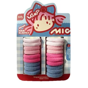 Kids candy colored hair elastic set of 16 pieces with pink and blue stretchy bands