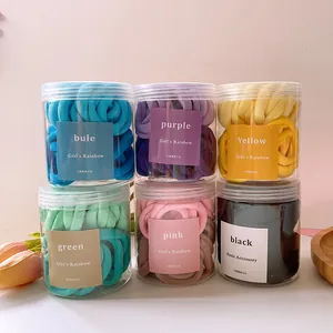 Lot d'Élastiques Cheveux en Éponge Sans Couture Haute Élasticité Couleurs Bonbon Dégradées pour Femmes et Filles