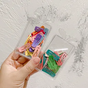 Candy Color Metalen BB Haarclips Set In Opbergdoos Kleine Vierkante Waterdruppel Snap Haarpunten Voor Kinderen Meisjes Haaraccessoires