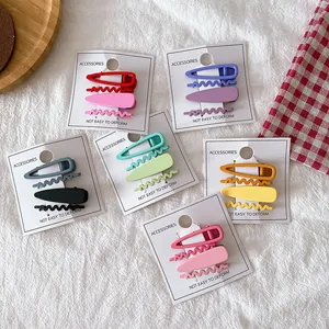 Barrettes Cheveux Enfants Métal Peint Mat Épingles Latérales Filles Couleurs Bonbon Creux Goutte d'eau Vague Accessoires Cheveux