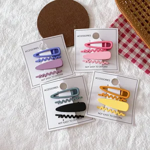 Barrettes à cheveux en métal mat coloré pour enfants en forme de vague et goutte