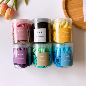 Lot de 6 bocaux d'élastiques à cheveux haute élasticité aux couleurs bonbon dégradées