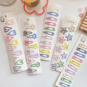 Douces Couleurs Macaron Huile Goutte À Goutte Métal BB Pinces À Cheveux Pour Enfants Filles Étoile Cœur Forme Géométrique Barrettes