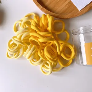 Lot de 50 élastiques à cheveux sans couture haute élasticité dégradé jaune vif