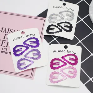 Mignonnes Barrettes à Cheveux en Métal Cœur Pailleté pour Enfants Filles Rose Rouge Doux Ensemble de Pinces BB