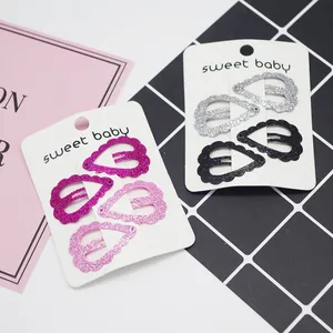 Lot de barrettes à cheveux en forme de cœur pailleté pour filles sur carte cadeau