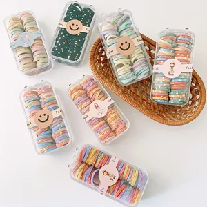 Süße Macaron Farbe Nylon Haargummis Für Kinder Mädchen Hohe Elastizität Pferdeschwanz Halter Blumen Stern Herz Muster Haar Seile