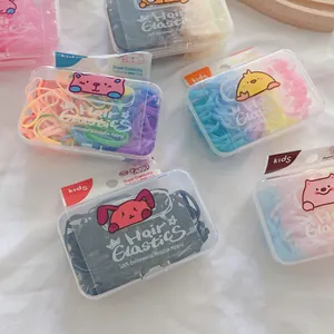 Boxed high elasticity candy-colored TPU hair elastics for kids in various cute pastel sets