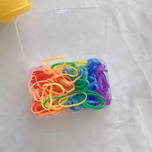 Boxed candy colored TPU high elasticity hair ties set for kids in transparent storage case