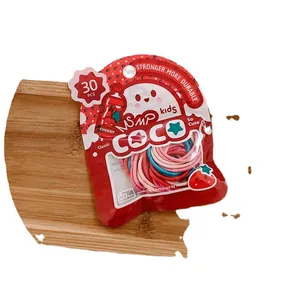30-piece colorful high-elasticity 20mm hair ties for kids in red window packaging