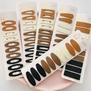 Barrettes à Cheveux BB Géométriques Mattes pour Femmes Filles Tons Terre Marron Beige Café Noir Ovale Carré Goutte d'Eau