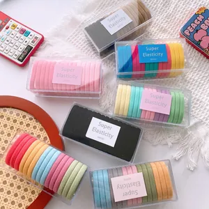 Women High Elastic Hair Ties Candy Colors Soft Towel Loop Scrunchies Seamless Boxed Set For Girls Daily Hair Styling Korean Fashion
