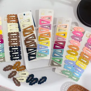 Sweet Korean Style Candy Color Matte Hair Clips Set Cloud Triangle Shapes Plastic Metal BB Clips Hair Pins For Women Girls Accessories