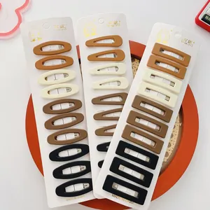 Lot de barrettes géométriques mates minimalistes dans les tons beige et marron