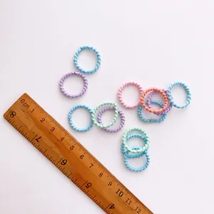Macaron color mini elastic hair ties with woven texture and 2cm diameter scale