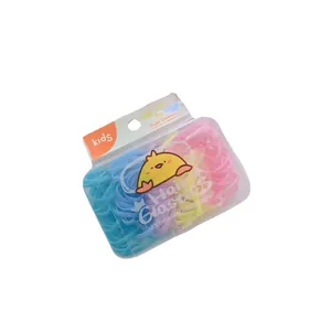 Kids colorful TPU hair elastics set in transparent box with cute cartoon packaging