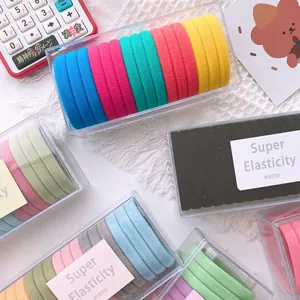 Colorful high elasticity hair ties set in a transparent box for stylish hairstyles