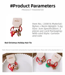 Detailed view of resin reindeer hair ties for kids, 3cm size with 5.6g weight