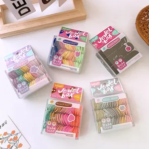 Boxed Candy Color Hair Ties High Elastic Seamless Rubber Bands In Box For Kids Girls Baby Hair Styling Accessories