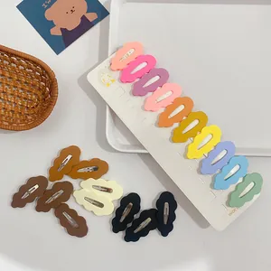 Sweet candy-colored wave edge BB hair clips set for women in macaron shades