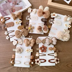Set di Fermagli per Capelli per Bambini in Peluche e Tessuto con Fiocco e Fiore Simpatici Fermagli per Ragazze