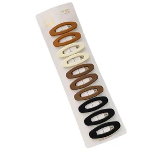 Lot de 10 barrettes BB mates géométriques beiges et marrons pour femmes et enfants