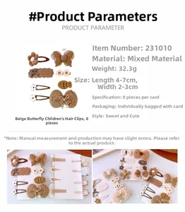 Specifiche dettagliate delle dimensioni per fermagli per capelli in peluche beige per bimbi