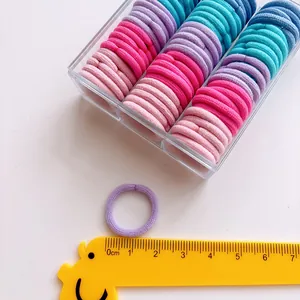 Gomas de pelo elásticas de colores para niños en tonos macaron con caja de almacenamiento