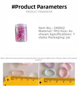 TPU elastic hair bands size measurement and stretching test for colorful kids hair ties