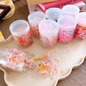 200pcs high elasticity colorful candy color hair ties for girls in transparent storage jar