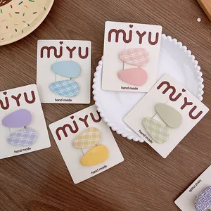 Pinzas Para El Cabello De Tela A Cuadros Para Niñas Estilo Coreano Colores Dulces Clips BB Juego Lisos Y A Cuadros