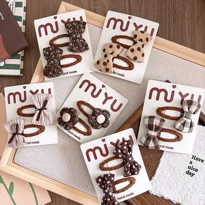 Mädchen Stoff Schleife Haarspangen Handgefertigt Süßer Koreanischer Stil Blumen Karo BB Pony Clips Für Kinder Daily Haarschmuck