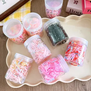 High Elasticity Colorful Disposable Hair Ties For Girls Kids Candy Colors Rubber Bands Jar Toddler Hair Accessories