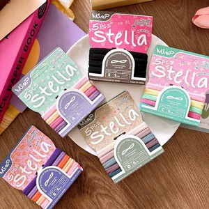 Set mit 5 hochelastischen, nahtlosen Handtuch-Haargummis in verschiedenen Pastelltönen