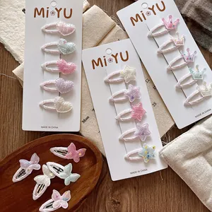 Lot de Barrettes à Cheveux Pailletées pour Filles Formes Étoile Cœur Couronne Papillon Épingles à Cheveux BB Accessoires Coiffure